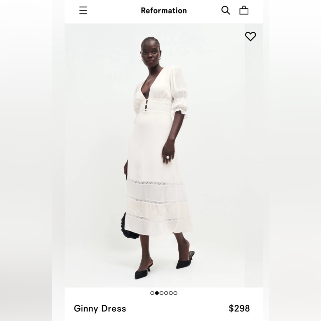 Nwt Reformation Ivory Ginny Dress